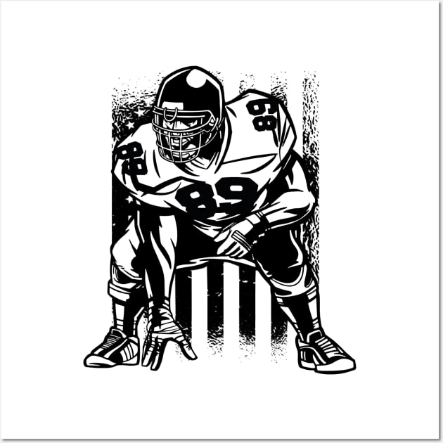 American Flag Football Lineman Football Coach Wall Art by Baswan D'apparel Ish